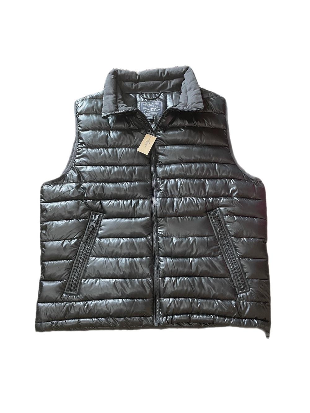 American Eagle Men's Black XL Puffer Vest, Insulated, Full Zip, Quilted Outdoors